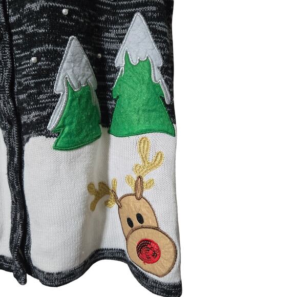 Holiday Time Women's XL Ugly Christmas Sweater Vest Santa Reindeer Trees Snow - Picture 7 of 14